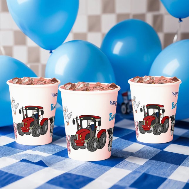 Birthday Animal Farmyard with Red Tractor Paper Cups (Creator Uploaded)