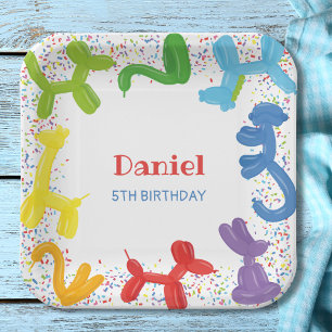 BIRTHDAY ANIMALS BALLOONS PAPER PLATE