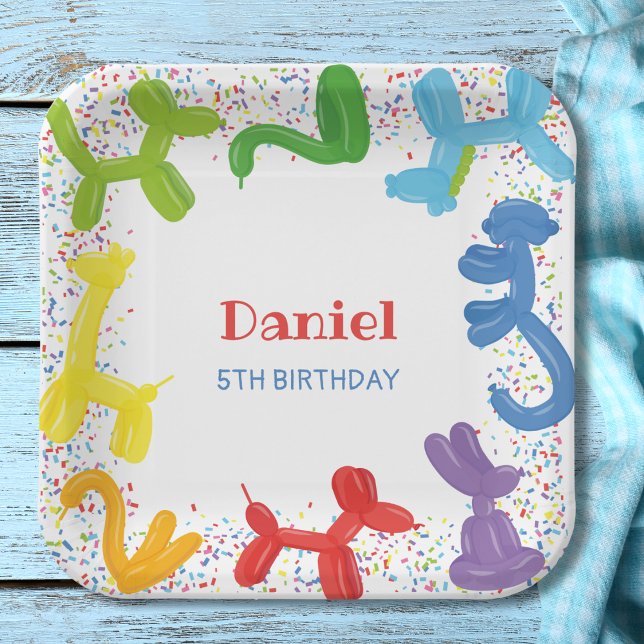BIRTHDAY ANIMALS BALLOONS PAPER PLATE (Creator Uploaded)