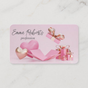 Birthday Anniversary Gift White Pink Gold Balloons Business Card