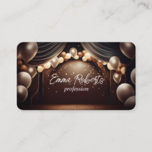 Birthday Anniversary Gift White Pink Gold Balloons Business Card