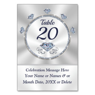Birthday, Anniversary, Wedding Table Number Cards