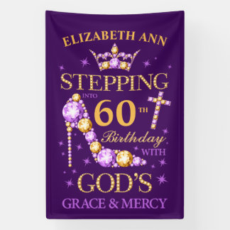 Birthday, any age, editable, christian, purple banner