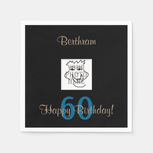 Birthday any Age Personal Photo and Text Black Napkin