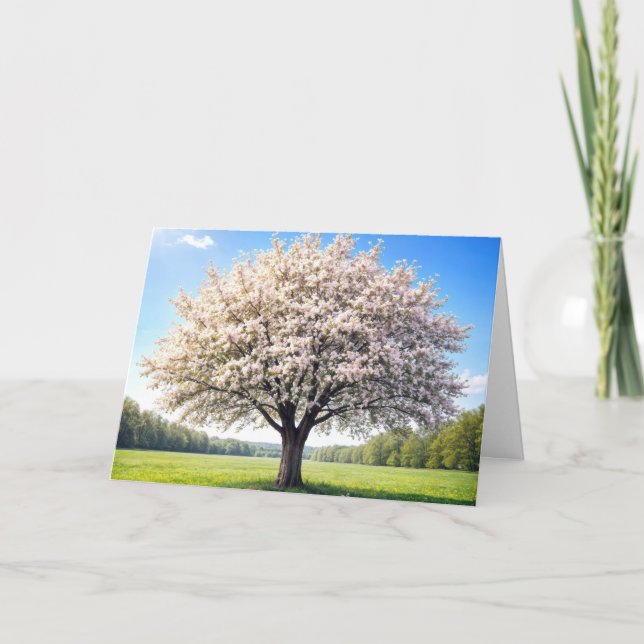 Birthday Apple Tree in Springtime Card (Front)