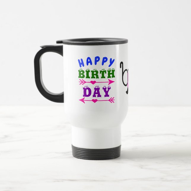 Birthday April Fool's Day Fools Moustache & Glasse Travel Mug (Left)