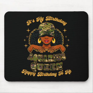 Birthday Aquarius Queen Camo Black Woman African Z Mouse Pad