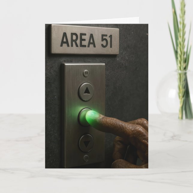 Birthday Area 51 Elevator Button Card (Front)