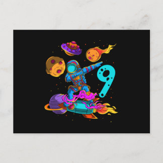 Birthday Astronaut in Space 9th Birthday Holiday Postcard