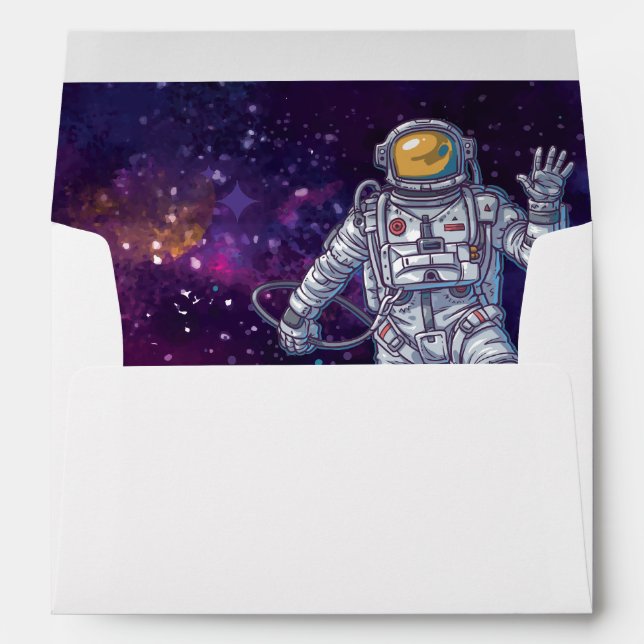 Birthday. Astronaut in Space with Stars & Galaxy. Envelopes (Back (Bottom))
