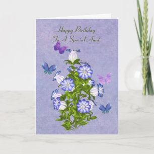 Birthday, Aunt, Butterflies and Bell Flowers Card