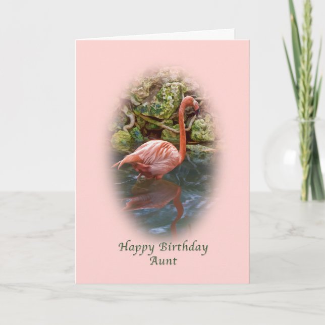 Birthday, Aunt, Pink Flamingo Card (Front)