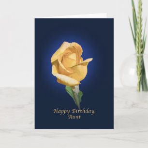 Birthday,  Aunt, Yellow Rose Bud Card