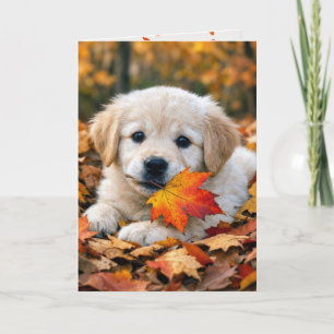Birthday Autumn Golden Retriever Puppy Card