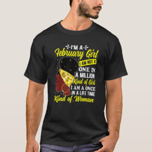 Birthday Awesome Black Queen Born In February Sunf T-Shirt