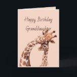 Birthday Awesome Granddaughter Fun Giraffe Animal Card<br><div class="desc">Happy Birthday Granddaughter I can't tell you how much I love and appreciate you.  Have a birthday as awesome as you are with cute cuddling Giraffe</div>