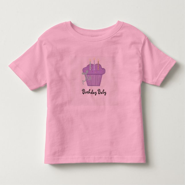 Birthday Baby Cupcake with Candles Toddler T-Shirt (Front)