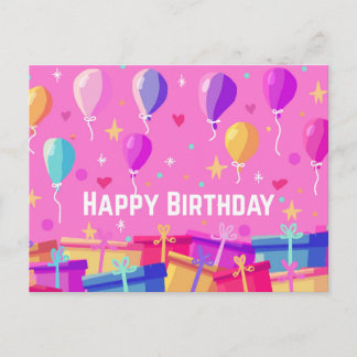 Birthday Background And Balloons Postcard
