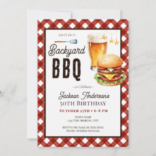 Birthday Backyard BBQ 50th Adult Party Invitation