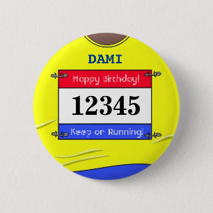 Birthday Badge for a Runner (Yellow)