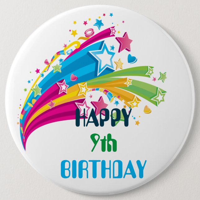 Birthday Badge - Happy 9th Birthday (Front)