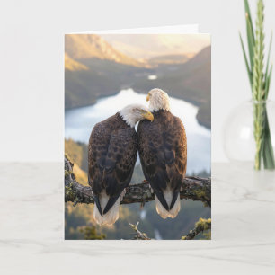 Birthday Bald Eagles Overlooking a Valley Card