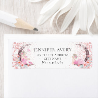 Birthday Ballerina Moon Glitter Return Address