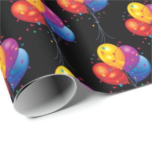 birthday balloon bouquet on black wrapping paper