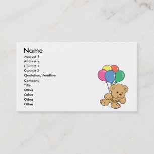 Birthday Balloon Bunch Teddy Bear Business Card