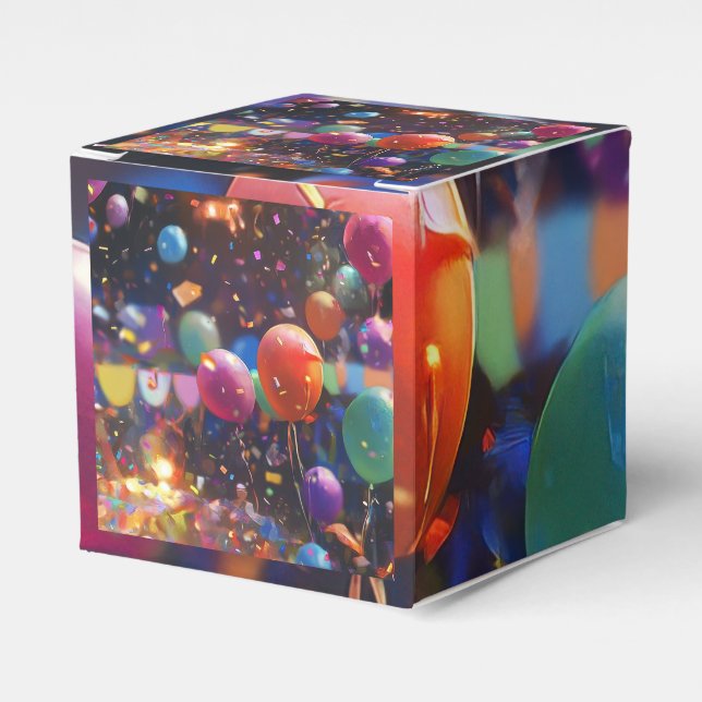 Birthday Balloon Gift Box – Cube Shape (Front Side)