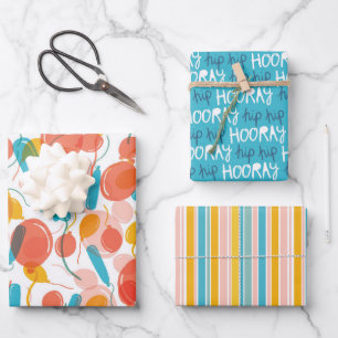 Birthday Balloon Hip Hip Hooray Wrapping Paper Sheet