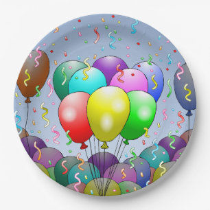 Birthday Balloon Party Paper Plate