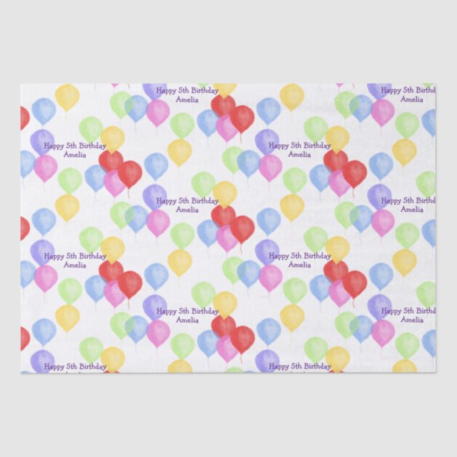  Birthday Balloon Personalised Tissue Paper (Front)