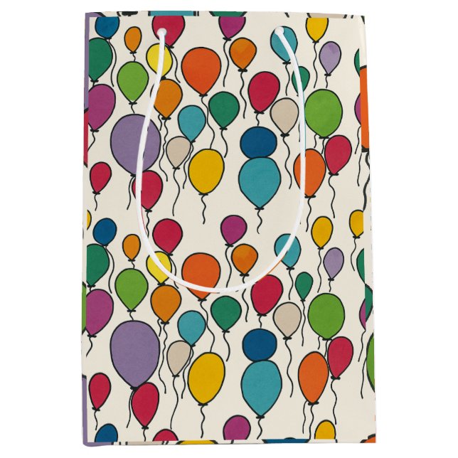 Birthday Balloon Watercolor  Medium Gift Bag (Front)
