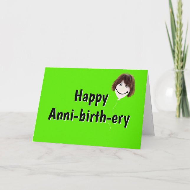 Birthday Balloon with Hair Card (Front)