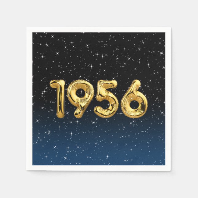 Birthday Balloons 1956 In Stars Napkin (Front)