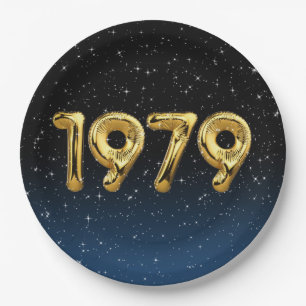 Birthday Balloons 1979 In Stars  Paper Plate