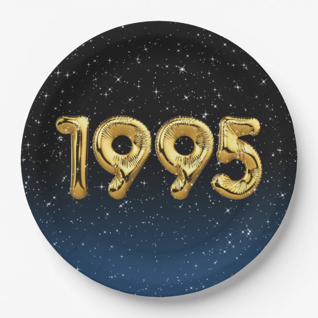 Birthday Balloons 1995 In Stars Paper Plate (Front)