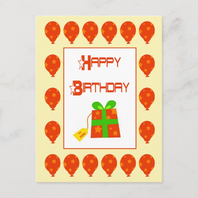 Birthday Balloons and Gift Postcard (Front)