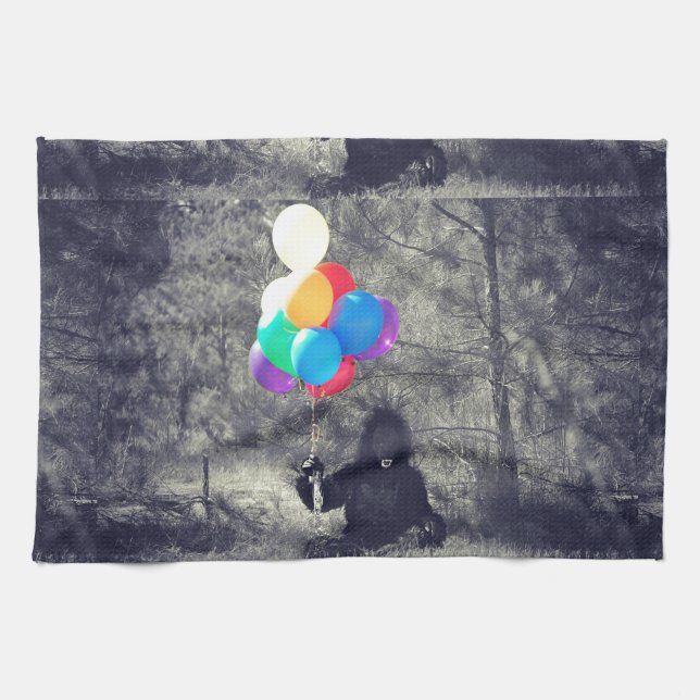 birthday balloons ape tea towel (Horizontal)