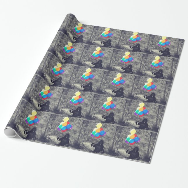 birthday balloons ape wrapping paper (Unrolled)