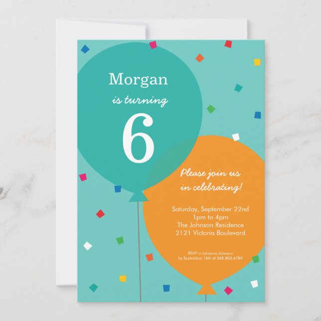 Birthday Balloons Birthday Invitations (Front)
