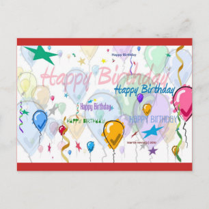 Birthday Balloons   Blue Beach Song™ Postcard