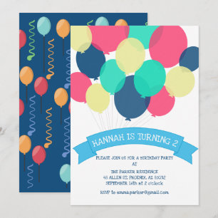 Birthday Balloons Children's Party Invitation