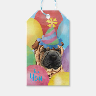 Birthday Balloons Chinese Shar-Pei Gift Tags