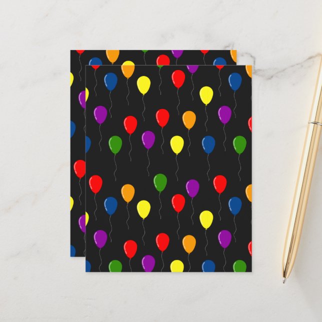 Birthday Balloons Colourful Scrapbook Paper (Front/Back In Situ)