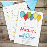 Birthday Balloons Confetti Modern Party Cute Fun Invitation<br><div class="desc">Birthday balloons invitation. For kids, adults, or any year's birthday. Modern confetti and balloons can be used for surprise party invitations or any party. A fun start to your birthday party celebration. Personalised with name and age. Invite your guests with this whimsical design. This design features birthday balloons surprise adult...</div>