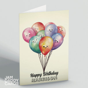 Birthday Balloons Customisable Card