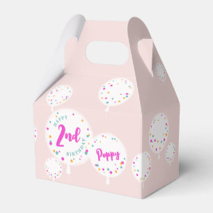 Birthday balloons customisable favour box pink