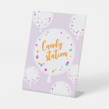 Birthday balloons customizable pedestal sign lilac